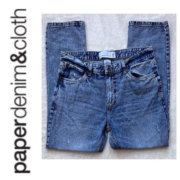 Paper Denim & Cloth Mens Denim Jeans Straight Mid Rise Blue Wash 34/30 - Picture 1 of 14